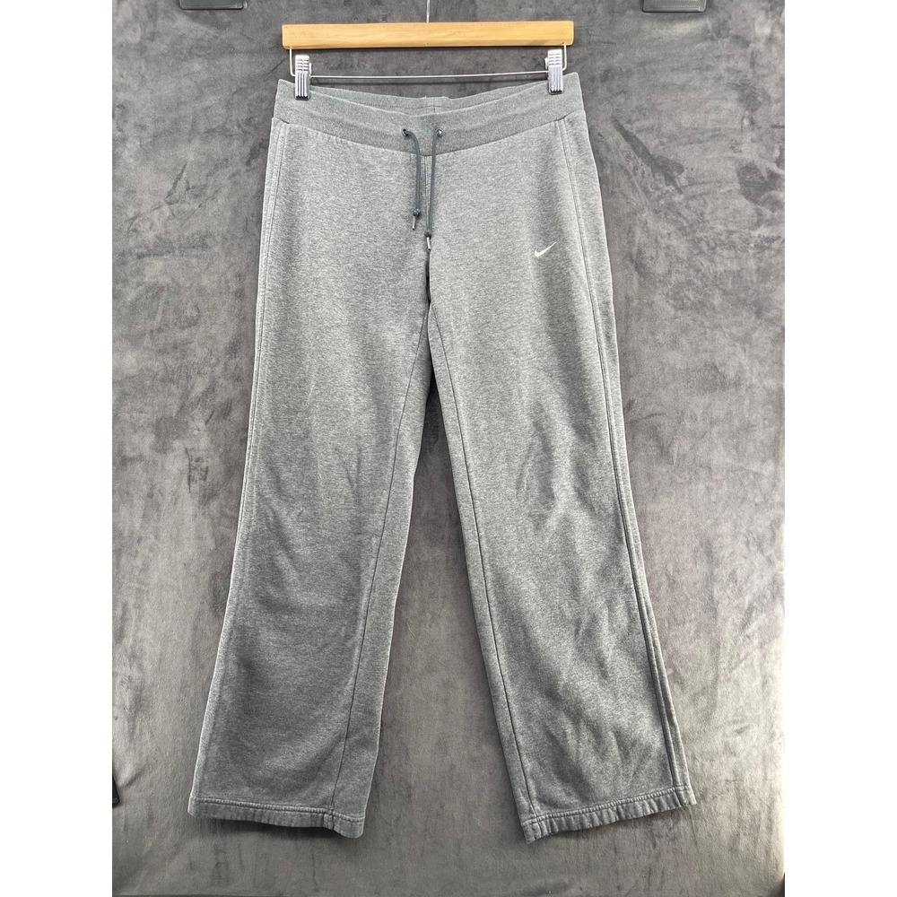 Nike The Athletic Dept Womens Small Gray Wide Leg Sweatpants Drawstring Fleece